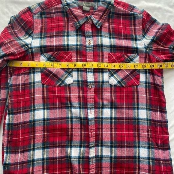 Naturals Shirt Plaid 100% Cotton Button Down with Front Pockets Size L - Picture 6 of 8